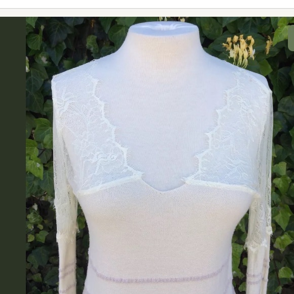 Free people sheer top white bell sleeve sweater - Picture 2 of 7
